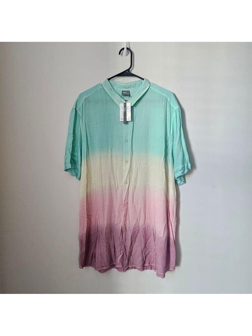Asos Design Men's Multicolor Ombre Short Sleeves Button Down Shirt Size 2XL
